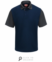 SK56NC Men's Short Sleeve Navy/Charcoal Performance Knit Color-Block Polo