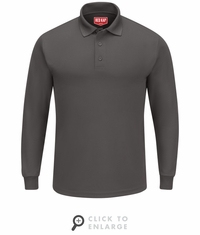 SK6LCH Men's Charcoal Long Sleeve Performance Knit Polo