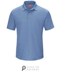 SK74MB  Men's Medium Blue Short Sleeve Performance Knit Gripper-Front Polo