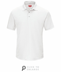 SK74WH Men's White Short Sleeve Performance Knit Gripper-Front Polo