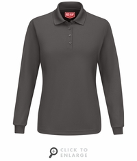 SK7LCH Women's Charcoal Long Sleeve Performance Knit Polo
