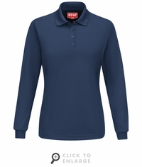 SK7LNV Women's Navy Long Sleeve Performance Knit Polo