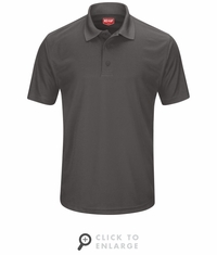 SK96CH Men's Charcoal Short Sleeve Performance Knit Pocketless Core Polo