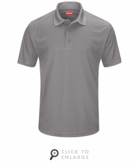 SK96GY Men's Grey Short Sleeve Performance Knit Pocketless Core Polo