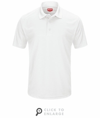 SK96WH Men's White Short Sleeve Performance Knit Pocketless Core Polo