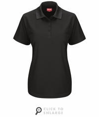 SK97BK Women's Short Sleeve Black Performance Knit Pocketless Core Polo