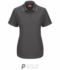 SK97CH Women's Short Sleeve Charcoal Performance Knit Pocketless Core Polo