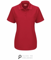 SK97RD Women's Short Sleeve Red Performance Knit Pocketless Core Polo