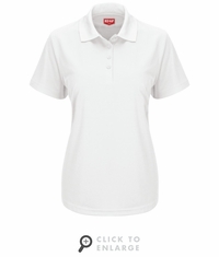 SK97WH Women's Short White Silver Performance Knit Pocketless Core Polo