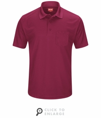 SK98BU Men's Burgundy Short Sleeve Performance Knit Pocket Polo