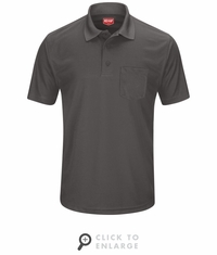 SK98CH Men's Charcoal Short Sleeve Performance Knit Pocket Polo