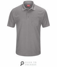 SK98GY Men's Grey Short Sleeve Performance Knit Pocket Polo
