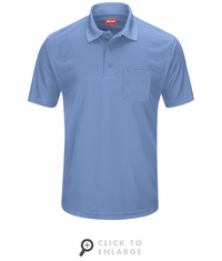 SK98MB Men's Medium Blue Short Sleeve Performance Knit Pocket Polo