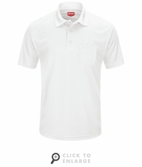 SK98WH Men's White Short Sleeve Performance Knit Pocket Polo
