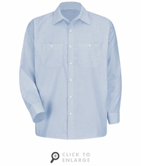 SL10WB Long Sleeve Mock Oxford Industrial White & Blue Stripe Shirt