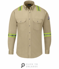 SLEVKH MEN'S KHAKI MIDWEIGHT FR ENHANCED VISIBILITY SHIRT - 7 OZ.