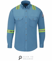 SLEVLB MEN'S LIGHT BLUE MIDWEIGHT FR ENHANCED VISIBILITY SHIRT - 7 OZ.
