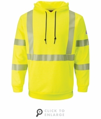 SMH4HV Men's Fleece FR Hi-Visibility Pullover Hooded Sweatshirt CAT-3
