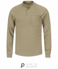 SML2KH Men's Khaki Lightweight FR Henley CAT-2