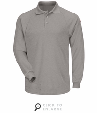 SMP2GY Men's Grey Classic Lightweight FR Long Sleeve Polo CAT-2