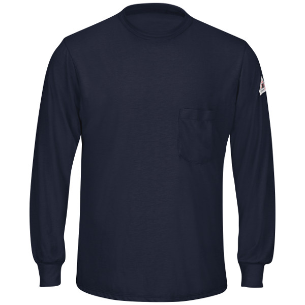 SMT8NV Men's Navy Lightweight FR Long Sleeve T-Shirt CAT-1