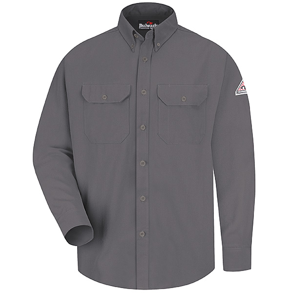 Bulwark FR Men's SMU2 Midweight Dress Uniform Shirt - Grey - Large - Bulwark FR Men's SMU2 Midweight Dress Uniform Shirt - Grey - Large -