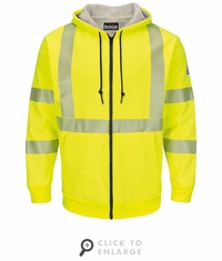 SMZ4HV Men's Fleece FR Hi-Visibility Zip-Front Hooded Sweatshirt with Waffle Lining CAT-4