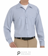 SP10BB Long Sleeve Industrial Stripe Blue/Navy Work Shirt