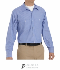 SP10BW Long Sleeve Industrial GM Blue/White Stripe Work Shirt