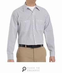 SP10CW Long Sleeve Charcoal/White Stripe Industrial  Work Shirt