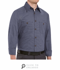 SP10EX  Long Sleeve Blue/Charcoal Micro-Check Work Shirt