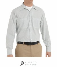 SP10GW Long Sleeve Green/White Stripe Industrial Work Shirt