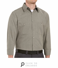 SP10KB Long Sleeve Khaki/Black Micro-Check Work Shirt
