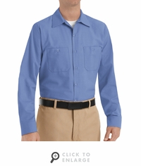 SP13MB Women's Medium Blue Solid Long Sleeve  Work Shirt