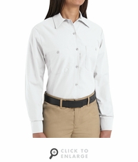 SP13WH Women's White Long Sleeve Work Shirt