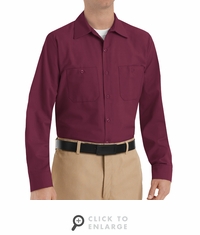 SP14BY Men's Burgundy Long Sleeve Industrial Work Shirt