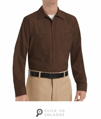 SP14CB Men's Chocolate Brown Long Sleeve Industrial Work Shirt