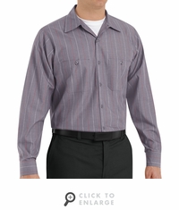SP14CR Long Sleeve Industrial Charcoal/Red/White Stripe Work Shirt