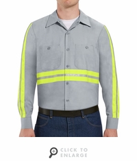 SP14EG Long Sleeve Enhanced Visibility Industrial Grey Work Shirt