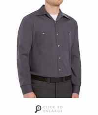 SP14GB Long Sleeve Blue/Charcoal Geometric Microcheck Work Shirt