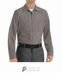 SP14GY Men's Grey Long Sleeve Industrial Work Shirt