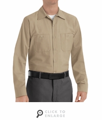 SP14KK Men's Khaki Long Sleeve Industrial Work Shirt
