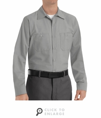 SP14LA Men's Light Grey Long Sleeve Industrial Work Shirt