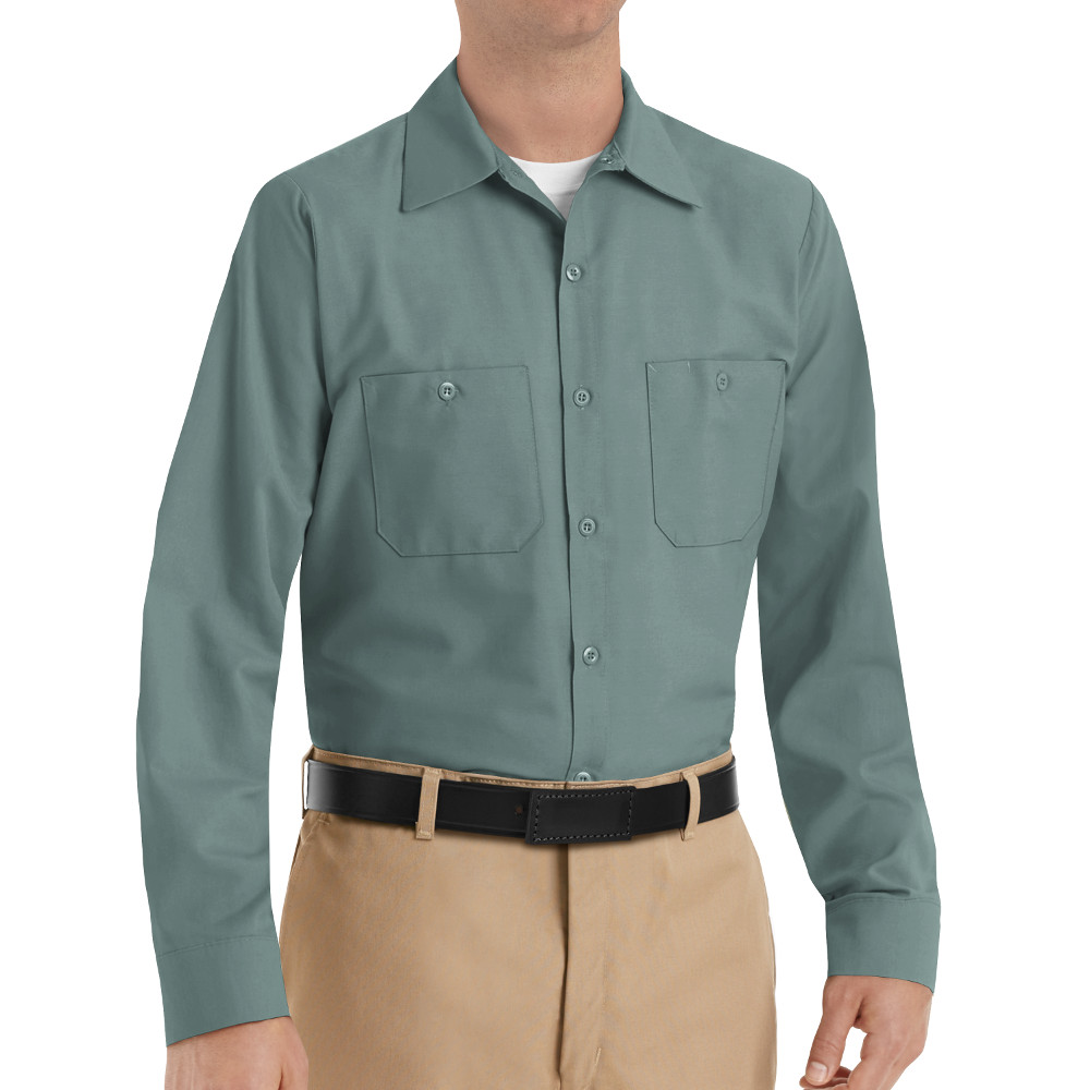 SP14LG Men's Light Green Long Sleeve Industrial Work Shirt