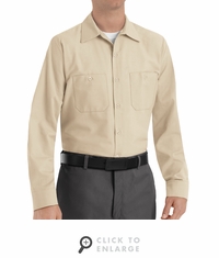 SP14LT Men's Light Tan Long Sleeve Industrial Work Shirt