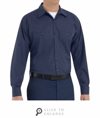 SP14NL Navy /Lt.  Blue Twin  Durastripe  Long Sleeve Work Shirt