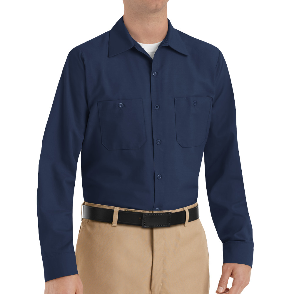 SP14NV Men's Navy Long Sleeve Industrial Work Shirt