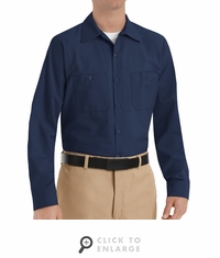 SP14NV Men's Navy Long Sleeve Industrial Work Shirt