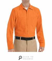 SP14OR Men's Orange Long Sleeve Industrial Work Shirt