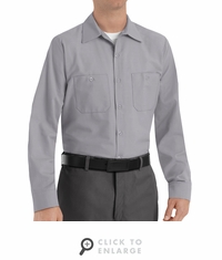 SP14SV Men's Silver Gray Long Sleeve Industrial Work Shirt